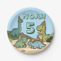 Assiettes en papier pour anniversaire de dinosaure