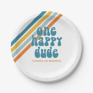 Assiettes en papier pour anniversaire One Happy Du
