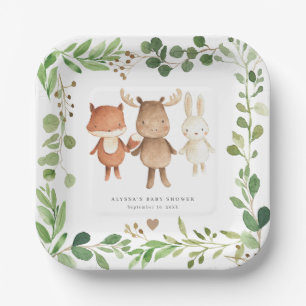 Assiettes en papier pour Baby Shower Animaux de la
