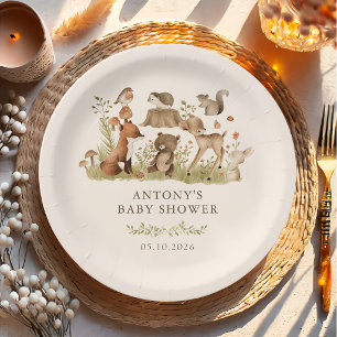 Assiettes en papier pour Baby Shower Animaux de la