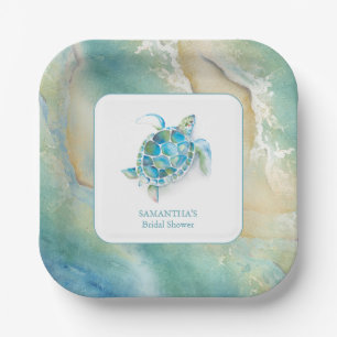 Assiettes en Papier pour Baby Shower Aquarelle Mer