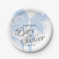 Assiettes en papier pour Baby Shower avec nœud coq