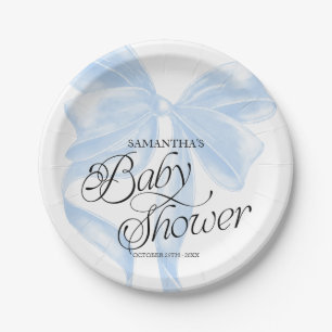 Assiettes en papier pour Baby Shower avec nœud coq
