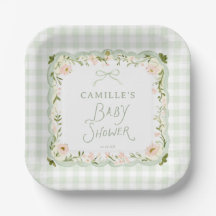 Assiettes en papier pour Baby Shower avec ruban en