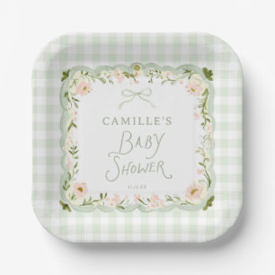 Assiettes en papier pour Baby Shower avec ruban en