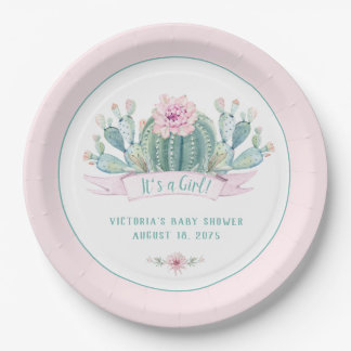 Assiettes en papier pour Baby Shower Cactus Bébé