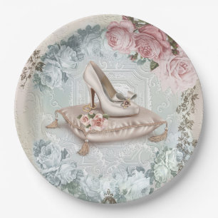 Assiettes en papier pour Baby Shower chaussure vin