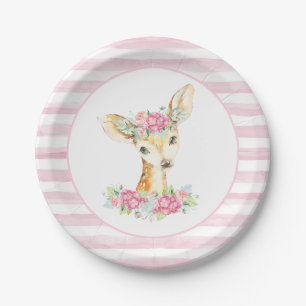Assiettes en papier pour Baby Shower Fille Cerf