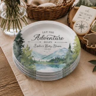 Assiettes en papier pour Baby Shower Let The Adven