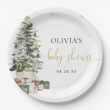 Assiettes en papier pour Baby Shower Sapin de Noël