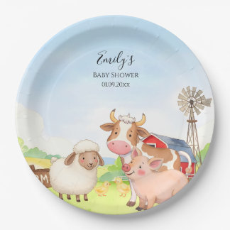 Assiettes en papier pour Baby Shower sur les Anima