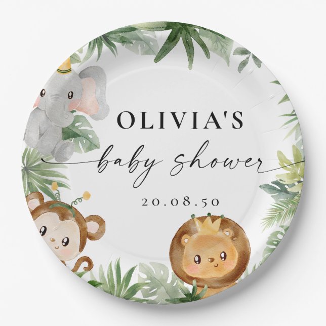 Assiettes en papier pour Baby Shower sur les Anima (Devant)