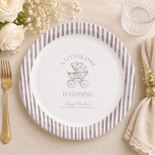 Assiettes en papier pour Baby Shower Toile de Jouy