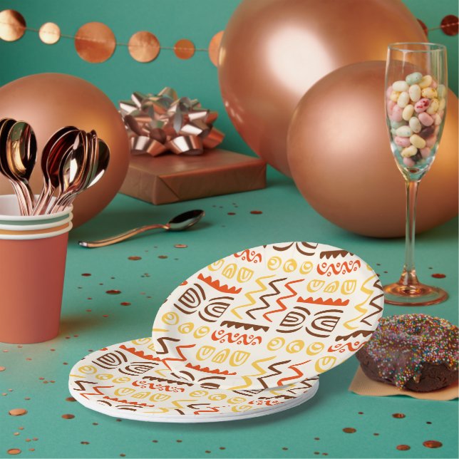 Assiettes en papier pour fête à motifs africains (Multi)