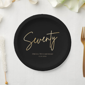 Assiettes en papier pour fête d'anniversaire 70 an