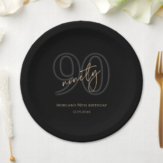 Assiettes en Papier pour Fête d'anniversaire 90 an