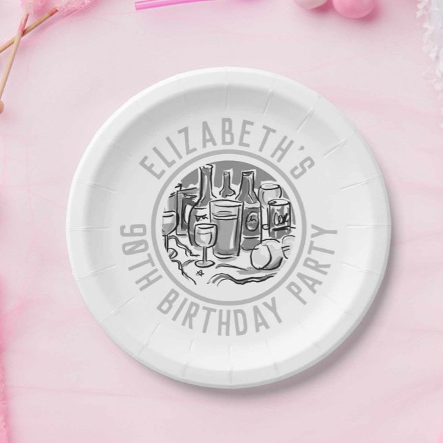 Assiettes en papier pour la célébration des 90 ans (Créateur téléchargé)