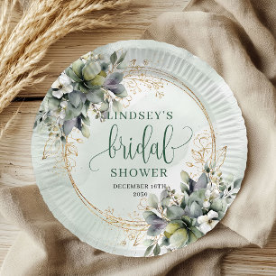 Assiettes en papier pour la douche de mariée Green