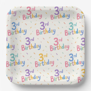Assiettes en papier pour le 3ème anniversaire, Tro
