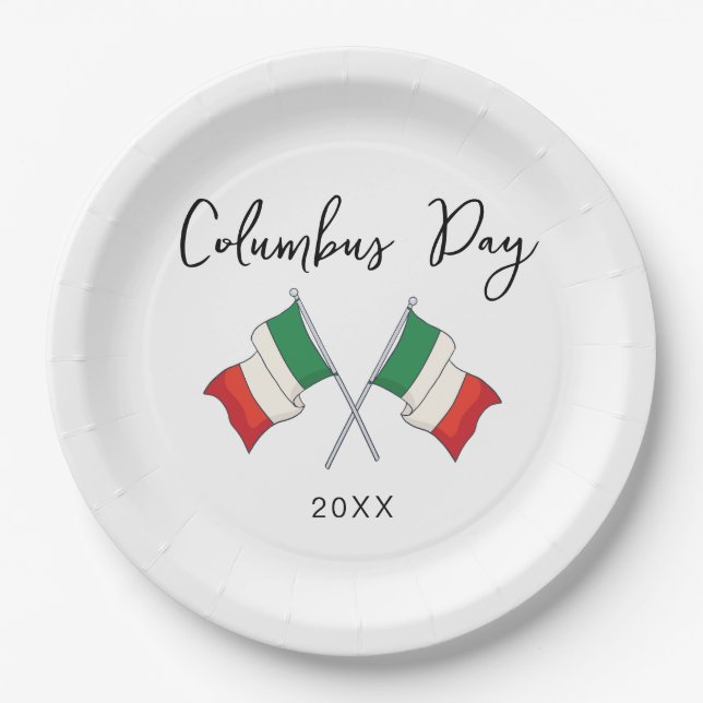 Assiettes en papier pour le jour de Christophe Col (Devant)
