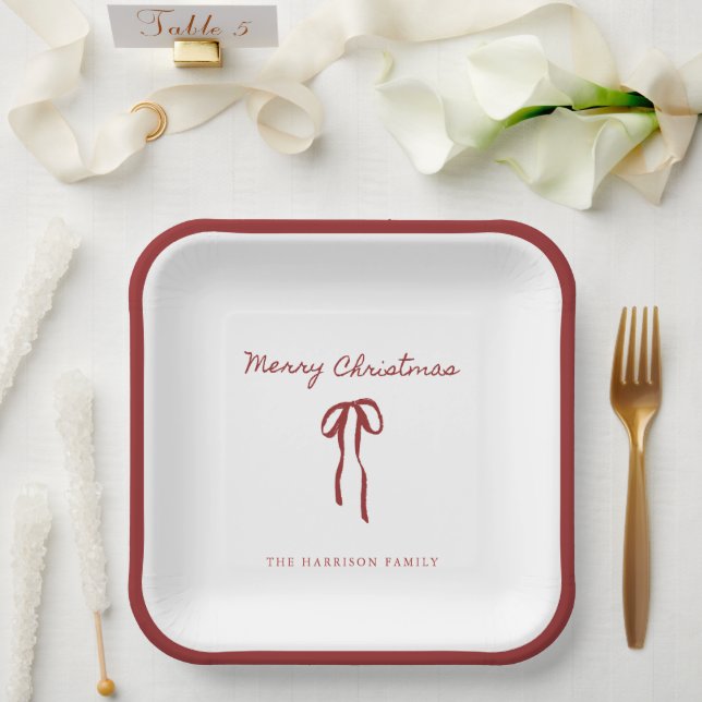 Assiettes en papier pour les fêtes de Noël avec ru (Mariage)