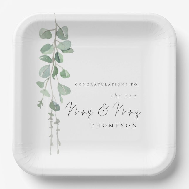 Assiettes en papier pour mariage lesbien Mme Mme E (Recto)