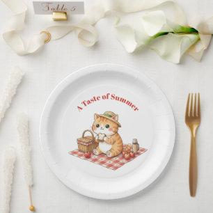 Assiettes en papier pour pique-nique avec chat rou