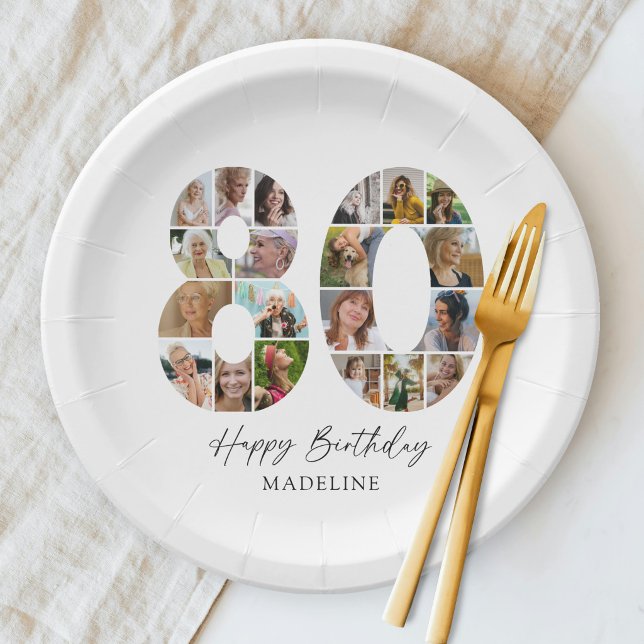 Assiettes en papier raffinées pour les 80 ans (Créateur téléchargé)