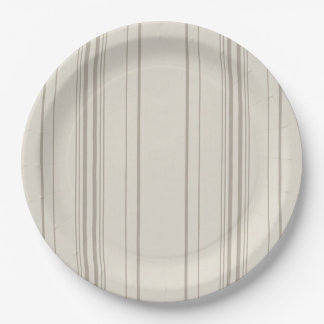 Assiettes en papier rayées douces beige