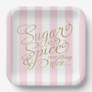 Assiettes en papier rayées rose Sugar and Spice