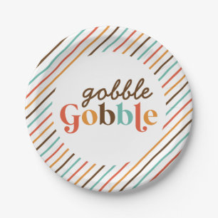 Assiettes en papier rétro pour Thanksgiving Gobble