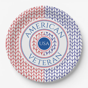 ASSIETTES EN PAPIER RONDES 9" VÉTÉRAN AMÉRICAIN