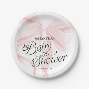Assiettes en papier Rose Coquette Baby Shower