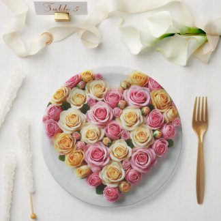 Assiettes en papier Rose Heart 9"
