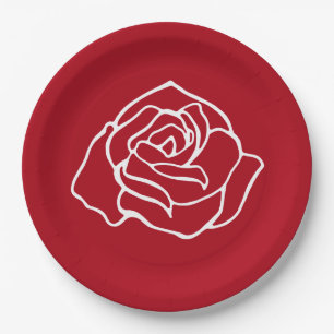 Assiettes en papier Rose Rouge