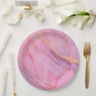 Assiettes en papier roses