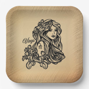 Assiettes en papier rustique Vierge du zodiaque