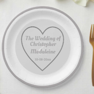 Assiettes en papier simples argent gris et blanc p