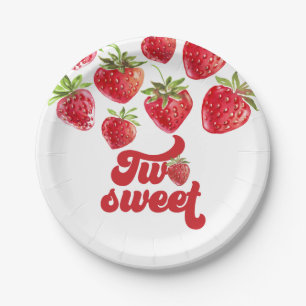 Assiettes en papier Strawberry Two Sweet 2ème anni