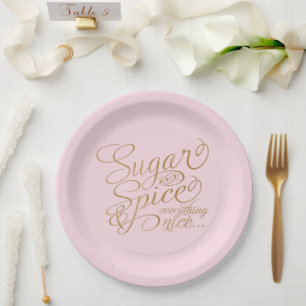 Assiettes en papier Sucre et Épice Rose et Or