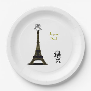 Assiettes en papier Tour Eiffel Noël de Paris