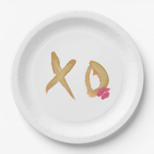 Assiettes en papier XO bisous et câlins