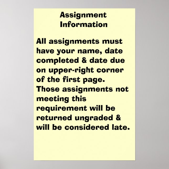 Assignment Information Poster (Vorne)