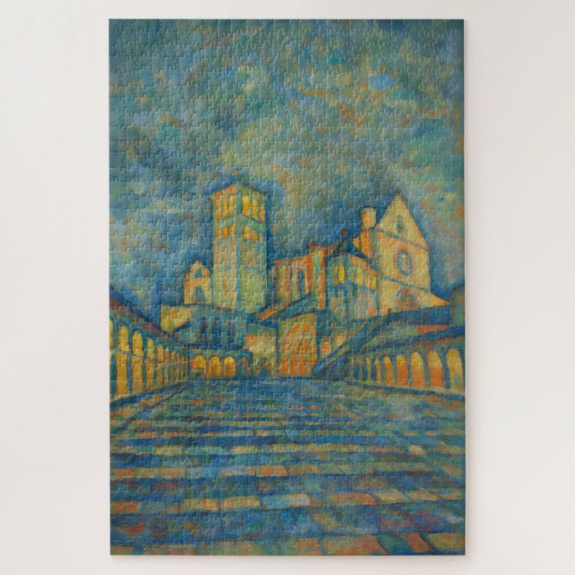 Assisi-Basilika Cezanne-Stil Kunstpuzzle (Vertikal)
