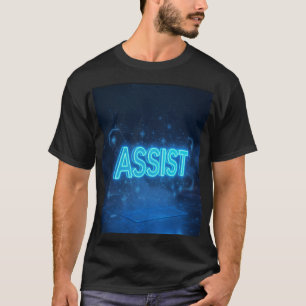 ASSIST - Cyberpunk KI Neon Blaues Hologramm Futuri T-Shirt