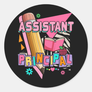Assistant Principal 90er Retro Rosa Stil Weihnacht Runder Aufkleber