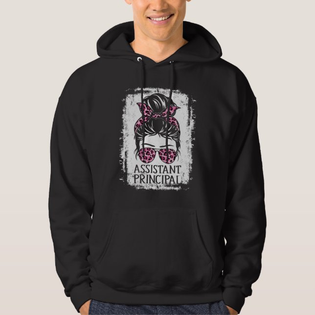 Assistant Principal Messy Bun Leopard Appreciation Hoodie (Vorderseite)
