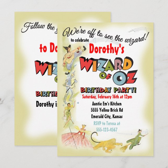 Assistant vintage pour Oz Anniversaire Invitations (Devant / Derrière)