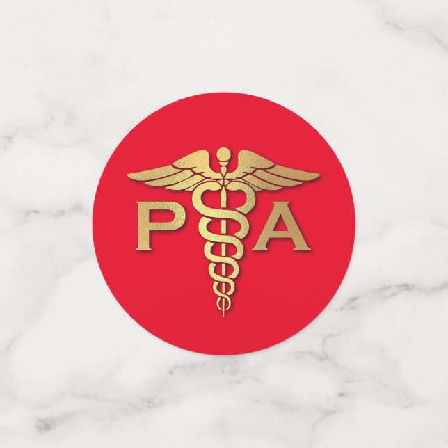 Assistent des Arztes PA-Abschluss Rot Gold Konfetti (Klein Vorderseite)