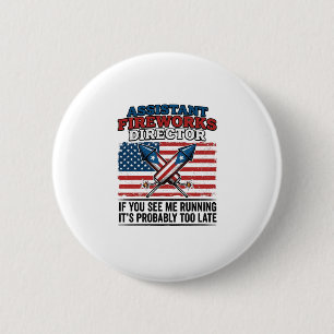 Assistent des Feuerwerksdirektors Lustiges patriot Button